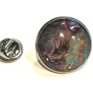 Brooch pin hand painted glass dome handcrafted